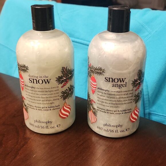 Philosophy Set of 2 3-in-1 Body Washes "Snow Angel" & "Skating in the Snow" NWT